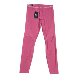 Under Armour Women's Large Mid Rise Pink Full Leggings Compression NWT Heat Gear